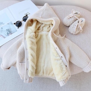 Áo khoác len lót lông cho bé, dày dặn giữ ấm tốt