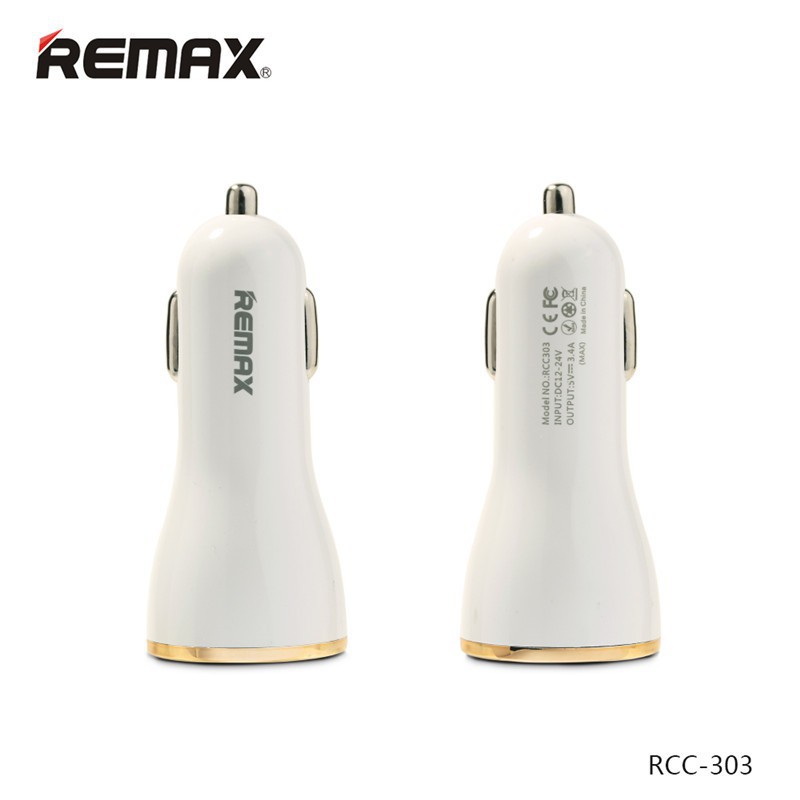 Cốc Sạc/Tẩu Sạc Oto Xe Hơi Remax 3 Cổng 3.4A Dolfin Rc-C303