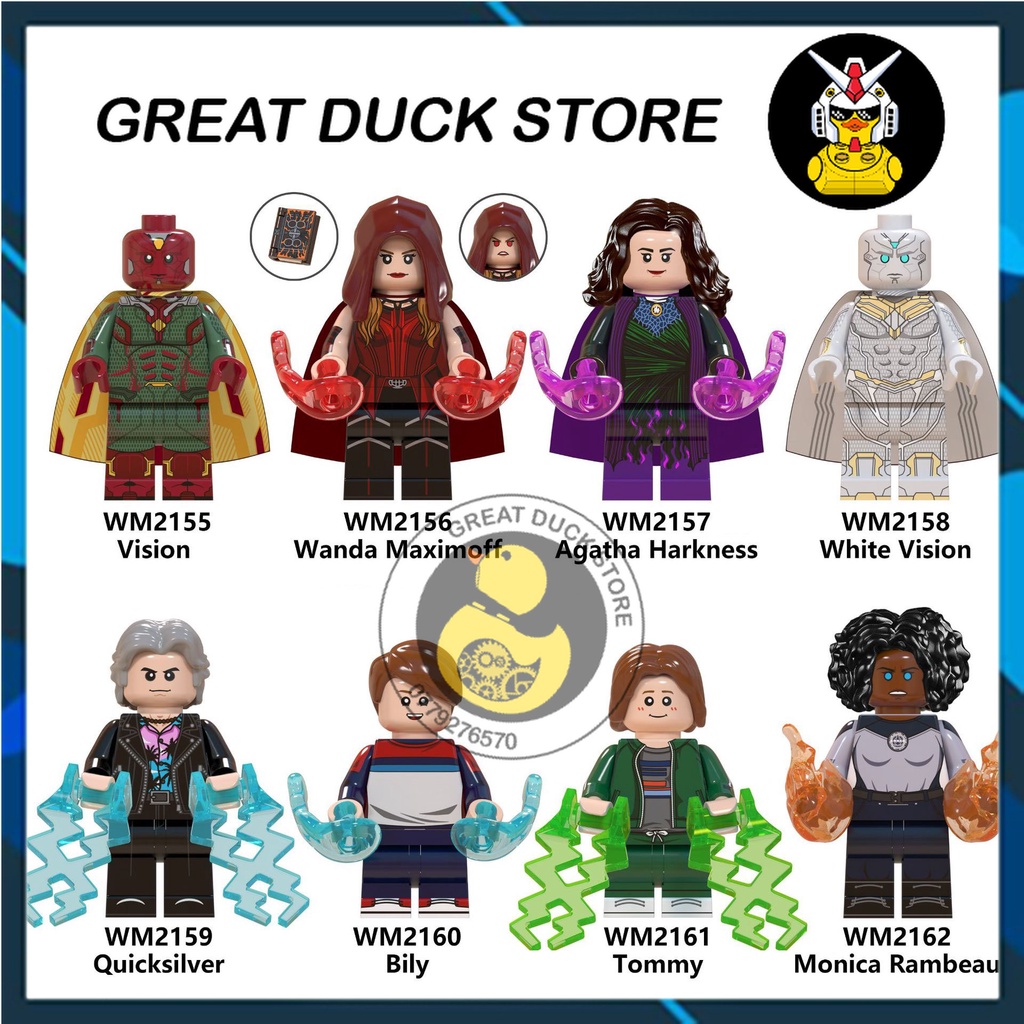 WM6115 Minifigures Mô Hình Siêu Anh Hùng Đồ Chơi Lắp Ráp Super Hero Nhân Vật Vision Scarlet Witch Agatha Quicksilver