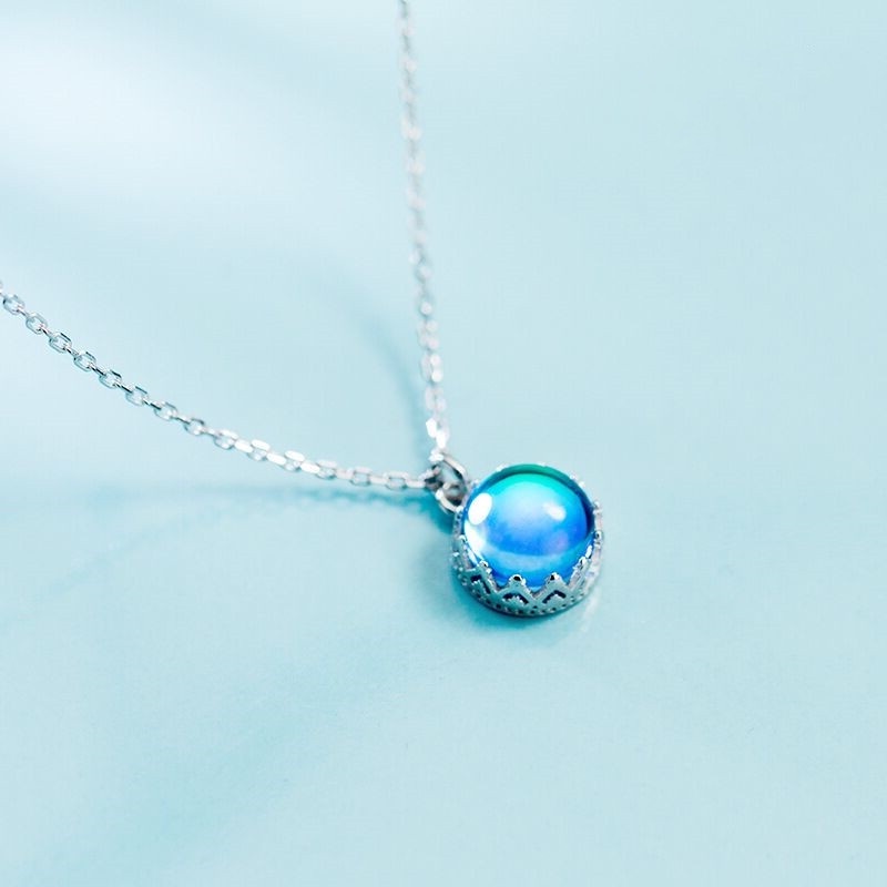 Dây chuyền bạc mặt tròn ngọc xanh đơn giản đẹp xuất sắc ANTA Jewelry - ATJ9004