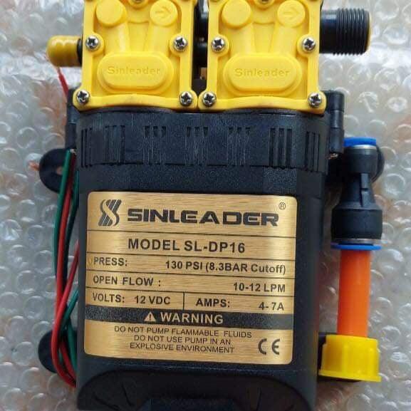Bơm đôi tăng áp SINLEADER 12V Tự động hút và ngắt nước khi khóa van đầu ra sử dụng rửa xe phun sương tưới lan...