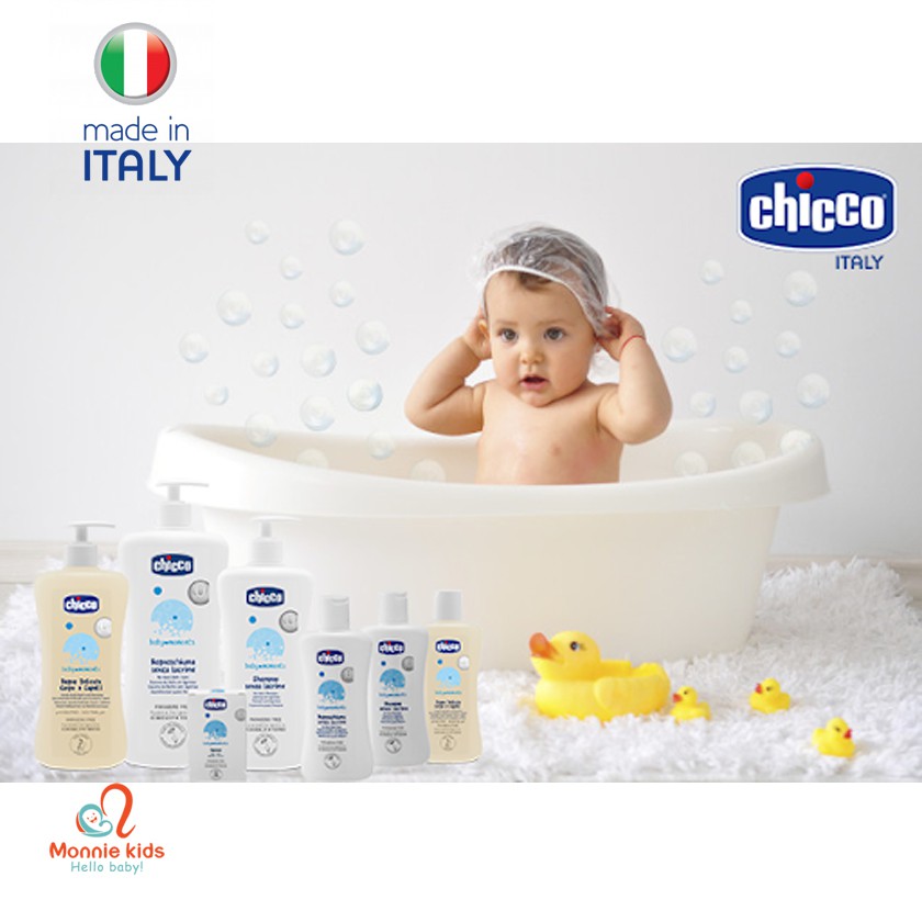 Sữa tắm gội cho bé CHICCO 500ml 0m+, sữa tắm yến mạch cấp ẩm da cho trẻ em - Monnie Kids