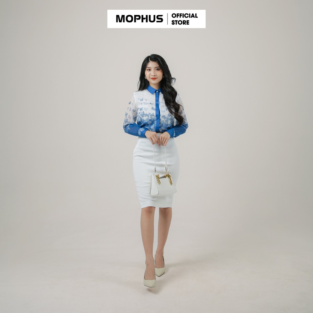 Áo sơ mi công sở Mophus EA20228 hồ điệp, áo sơ mi nữ vải co dãn thời trang công sở cao cấp