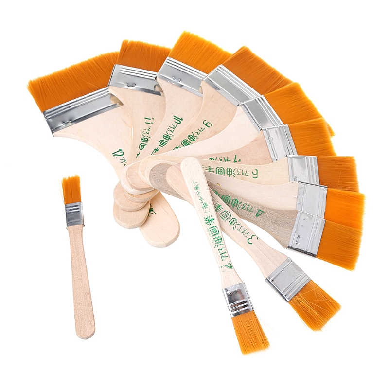 Set 12 cọ vẽ màu nước tranh sơn dầu tay cầm bằng gỗ chất lượng cao