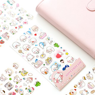 Set 6 tờ sticker hình dán trang trí sổ Thỏ con dễ thương M278