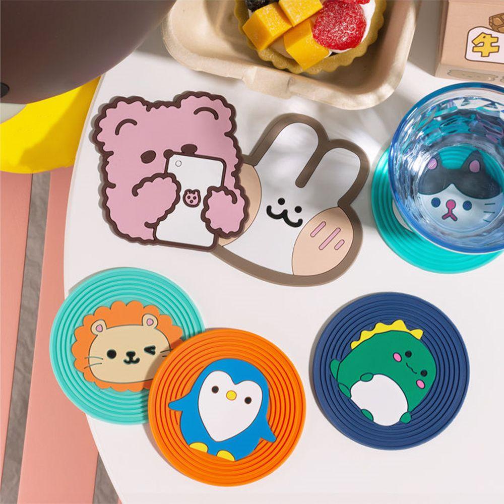 Miếng lót cốc silicon chống trơn chịu nhiệt hoạt hình dễ thương trang trí bàn