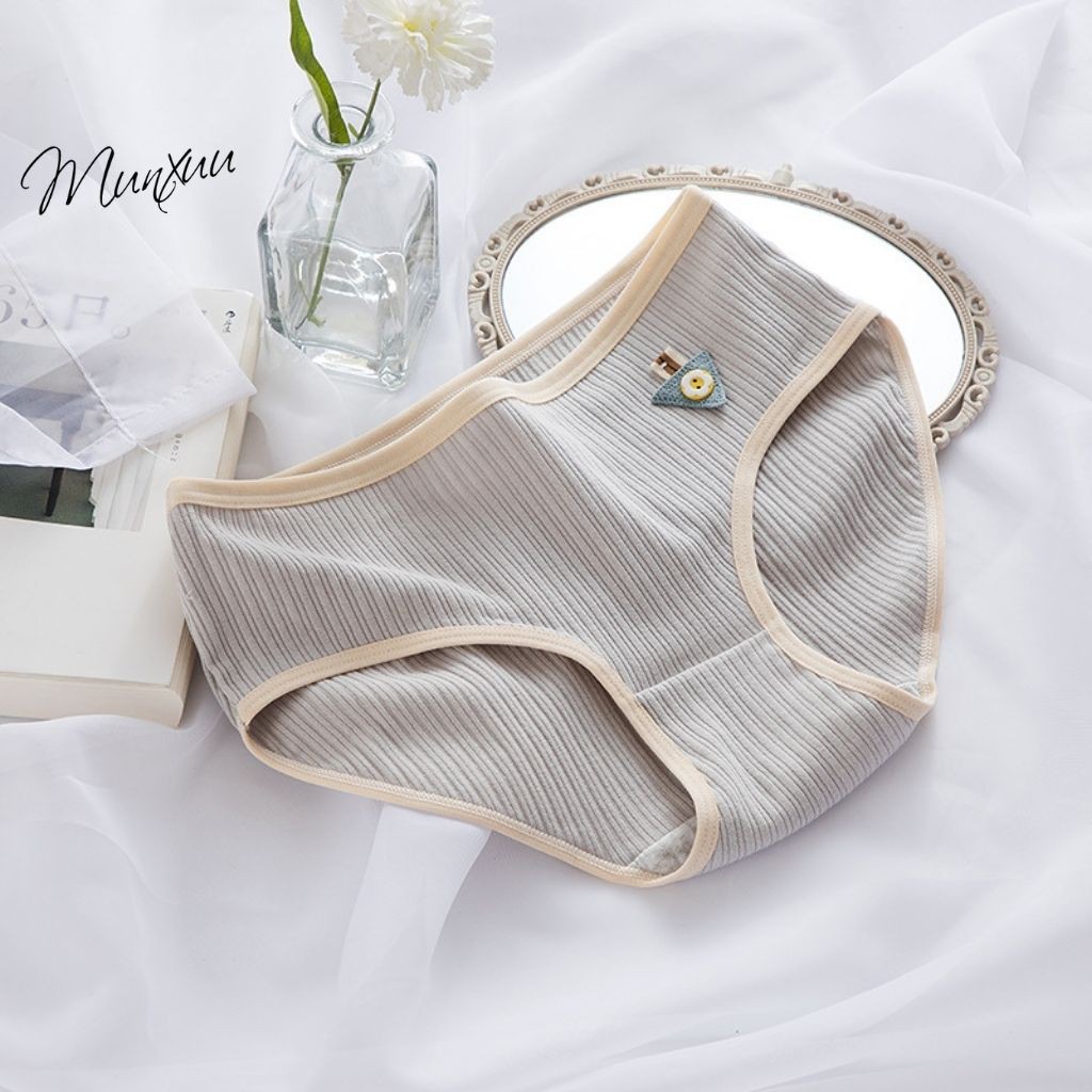 Quần lót nữ Cotton phối hình dễ thương, gân tăm co dãn mềm mại thông thoáng - MUNXUU QC76 | BigBuy360 - bigbuy360.vn