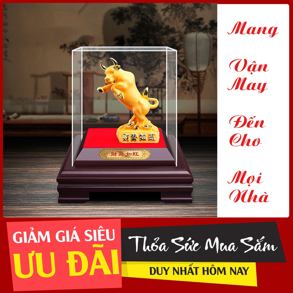 [Tặng Ngũ Lộ Thần Tài] - Tượng Trâu Vàng May Mắn Tài Lộc Tân Sửu 2021 - Thu Hút Tiền Bạc - Sức Khỏe An Yên