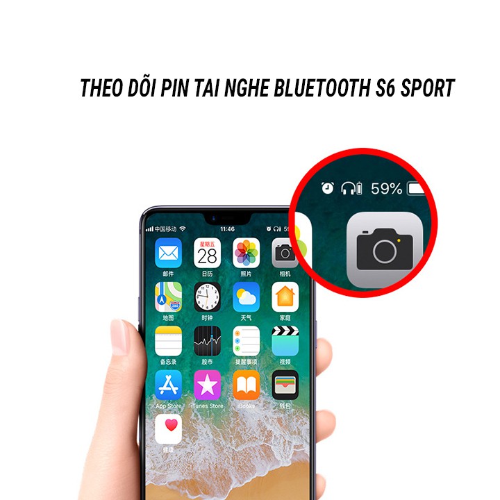 Tai nghe Bluetooth Sport S6 kết nối không dây giá rẻ có mic đàm thoại