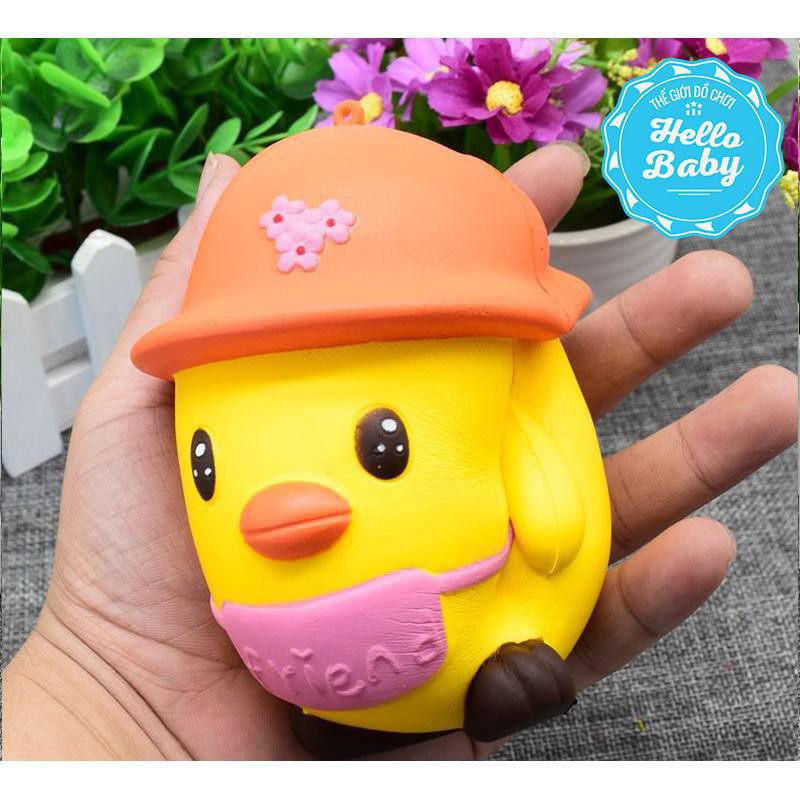 Bán Squishy - Gà Con Đội nón (12x10x9cm) mã SPRR7122 Siêu rẻ