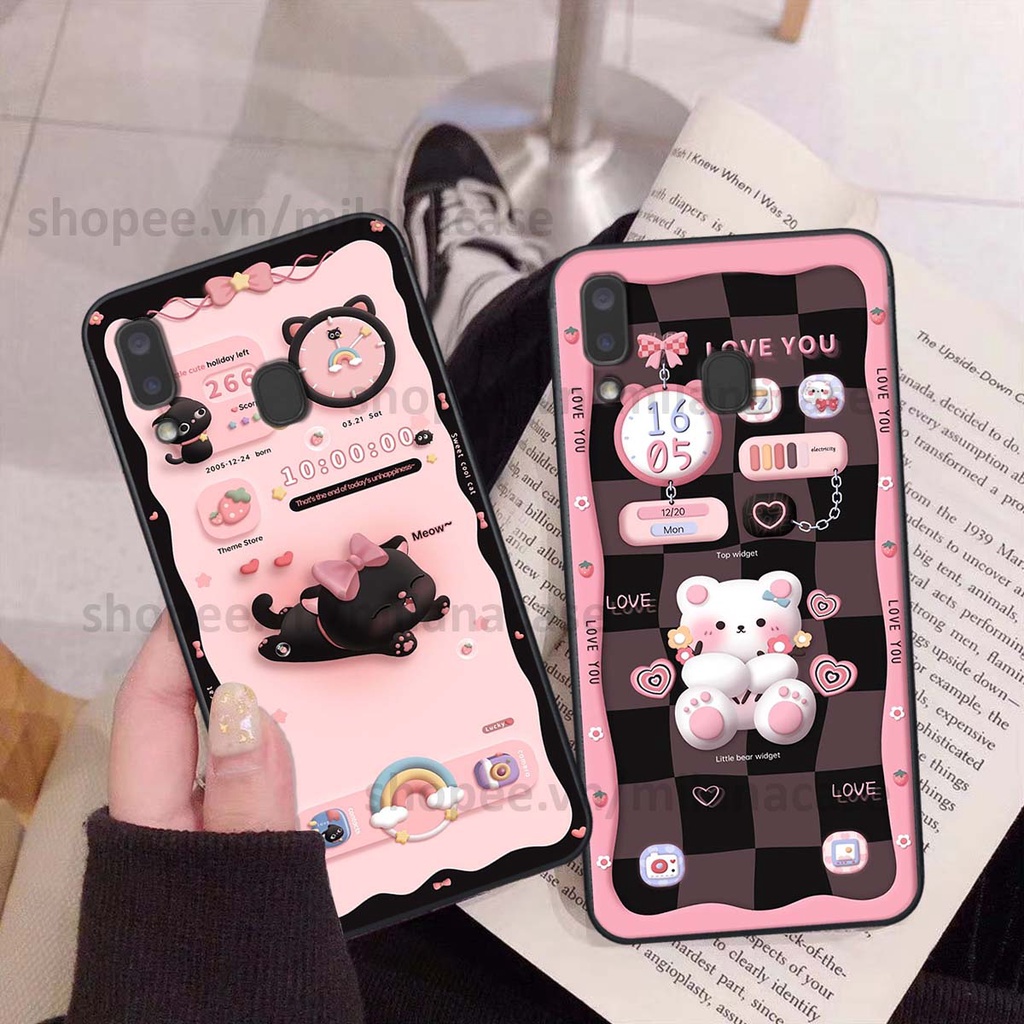 Ốp Samsung A20 / A30 hình đồng hồ icon gấu mèo cute cực dễ thương ngộ nghĩnh