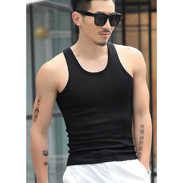 Áo cổ rộng body basic tanktop thể thao nam thun lạnh