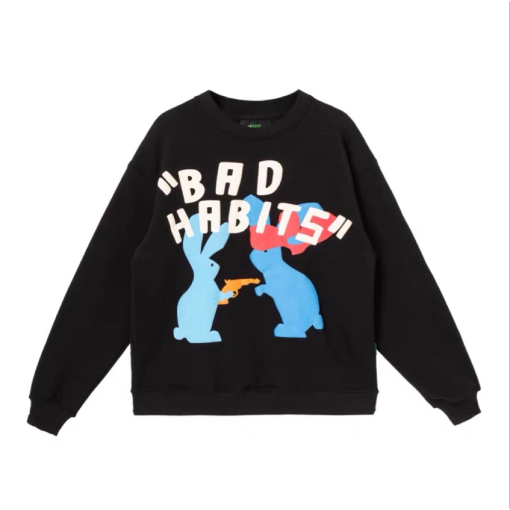 Áo Sweater In Chữ Lớn BAD HABIT Phối Màu Siu Xinh,Hình Độc Đáo Phong Cách Cá Tính Trẻ Trung Năng Độn