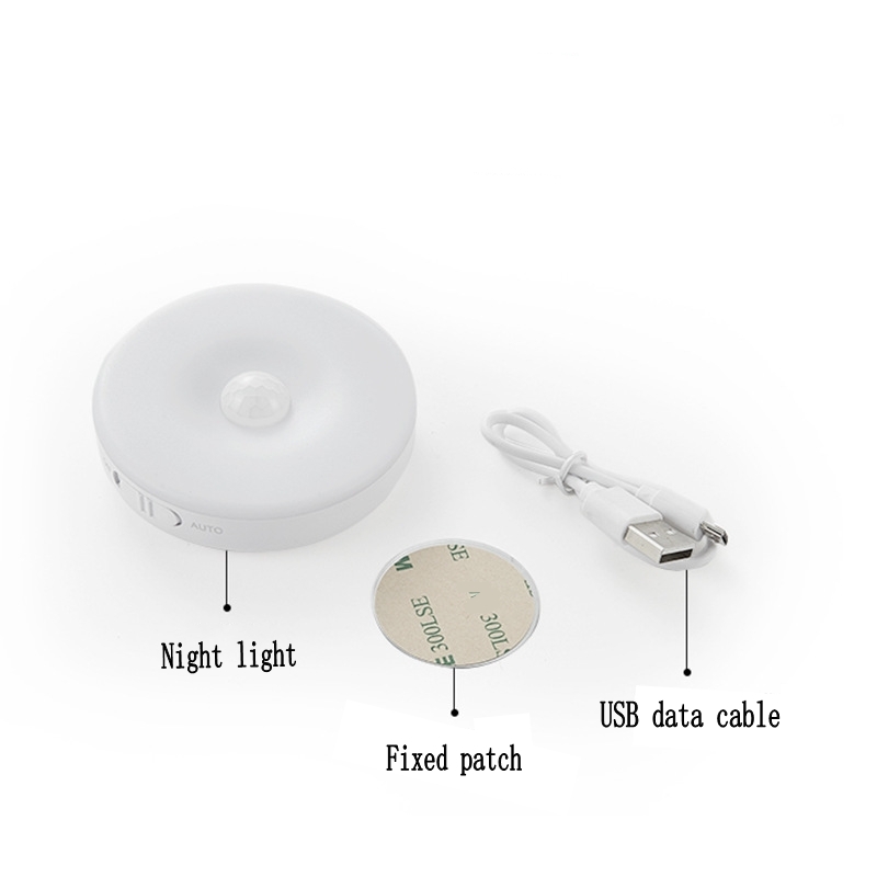 Self-adhesive PIR Motion Sensor Night Light/LED Night Light/Portable Wall-mounted Wardrobe Cabinet Stairs Mini USB Lamp Energy Saving/USB Rechargeable Wall Lamp