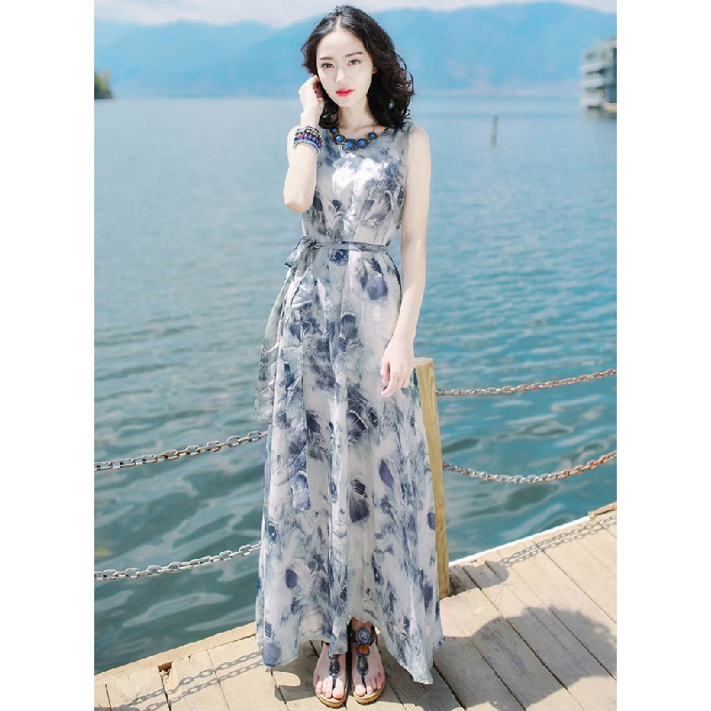 Đầm Dài Không Tay Phong Cách Bohemian Mẫu Mới 2022 AT1087