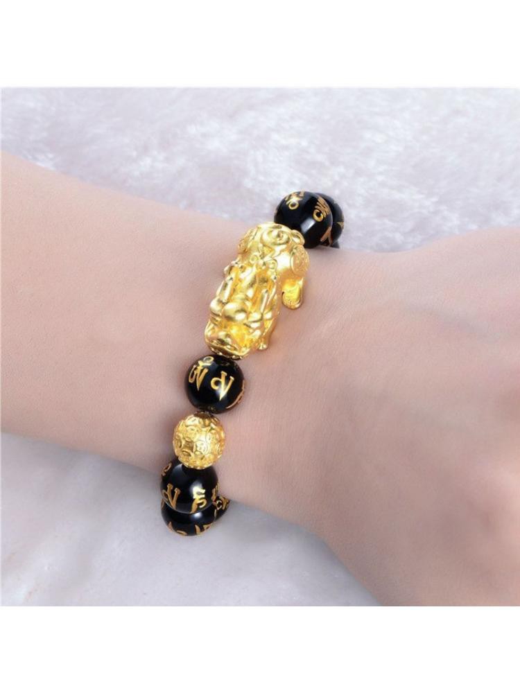 Vòng Tay Dây Da Mặt Tỳ Hưu May Mắn