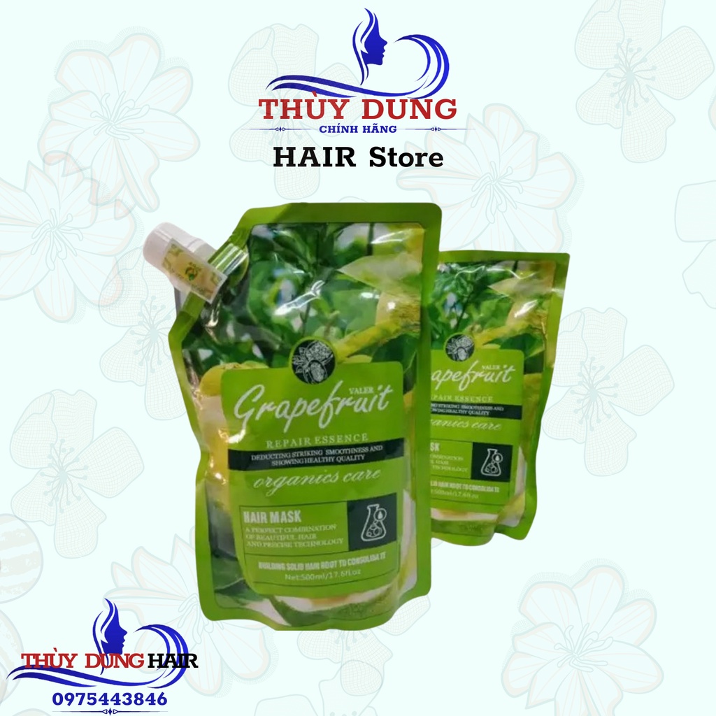 Hấp Ủ Phục Hồi Bưởi Grapefruit Valer Siêu Mềm Mượt Ngăn Rụng Tóc Dạng Túi 500ML Hàng Chính Hãng