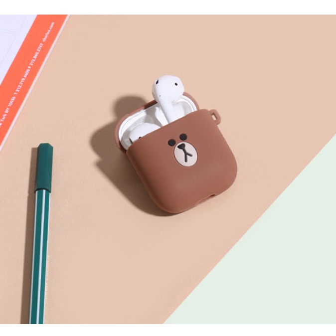 Vỏ Bảo Vệ Hộp Sạc Tai Nghe Airpods 1 2 Họa Tiết Hoạt Hình LINE FRIENDS Dễ Thương