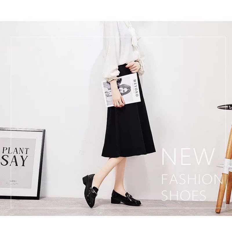 Giày oxford nữ gót vuông 3p giày lười bale mũi tròn đế đốc phong cách thời trang siêu nhẹ vnxk