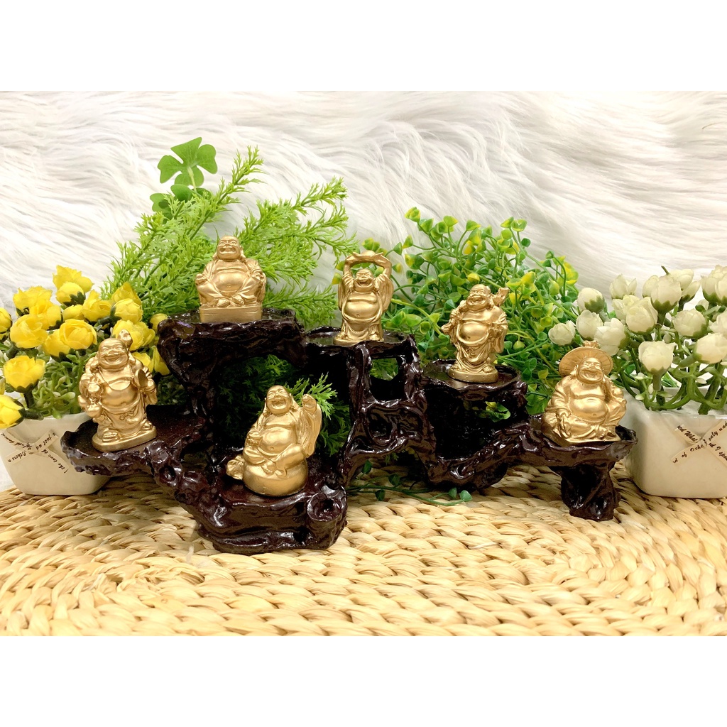 Full Set 6 tượng Bồ Tát Di Lặc Hoan Hỉ Tài Lộc tọa đế 6 chân ( Hình Thật - Video Thật )