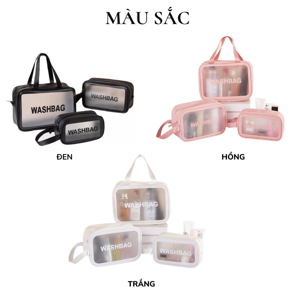 Túi đựng mỹ phẩm, đồ trang điểm du lịch sang trọng tiện dụng Washbag trong suốt, chống thấm nước tiện dụng