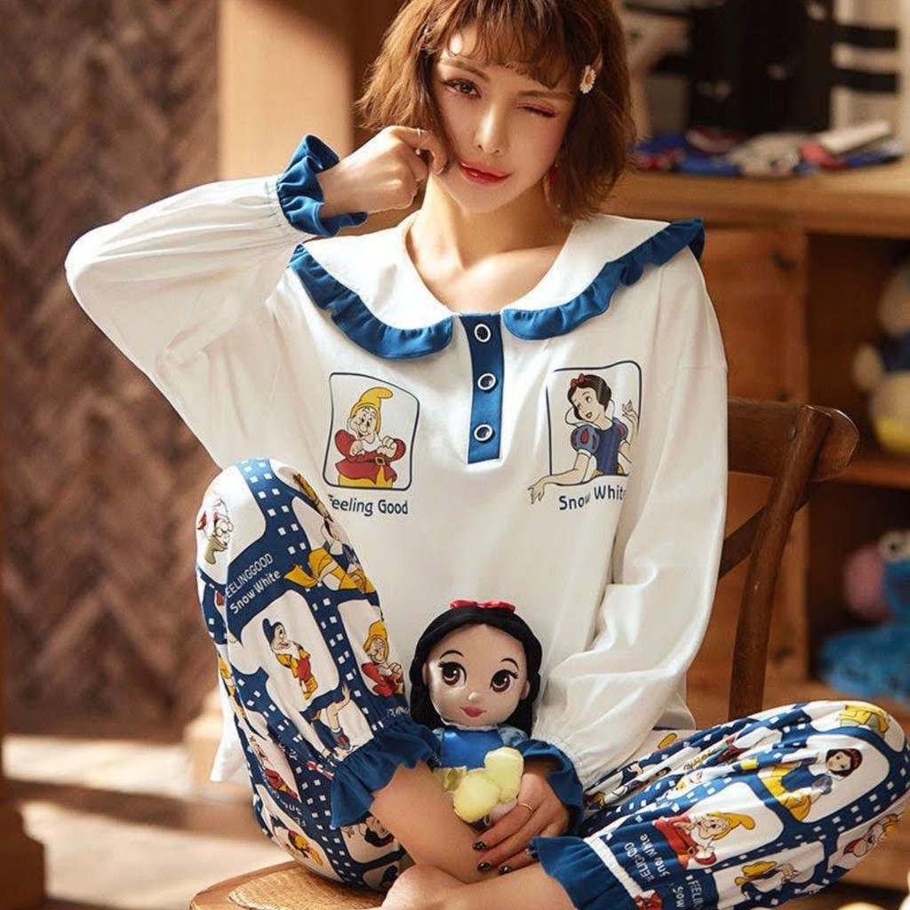 Đồ bộ dài Pijama dáng rộng bigsize Cao Cấp Cotton 100% hoạt hình dễ thương mềm ...