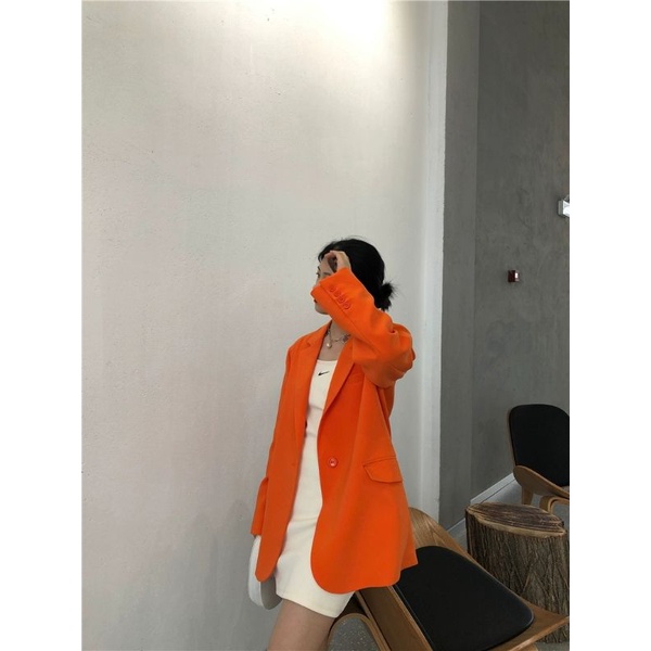 Áo Blazer - Áo Vest Dáng Suông Bọc Cúc Cam  Hàng Thiết Kế