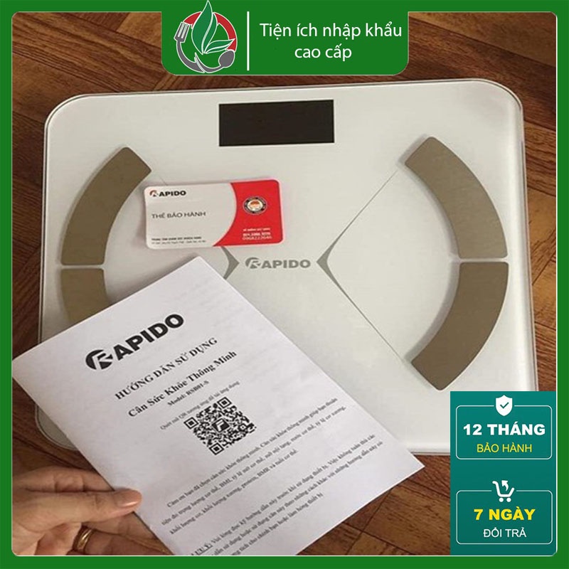 CÂN điện tử đa năng đo sức khỏe chính hãng RAPIDO RSF-01S đo được 8 chỉ số cơ thể