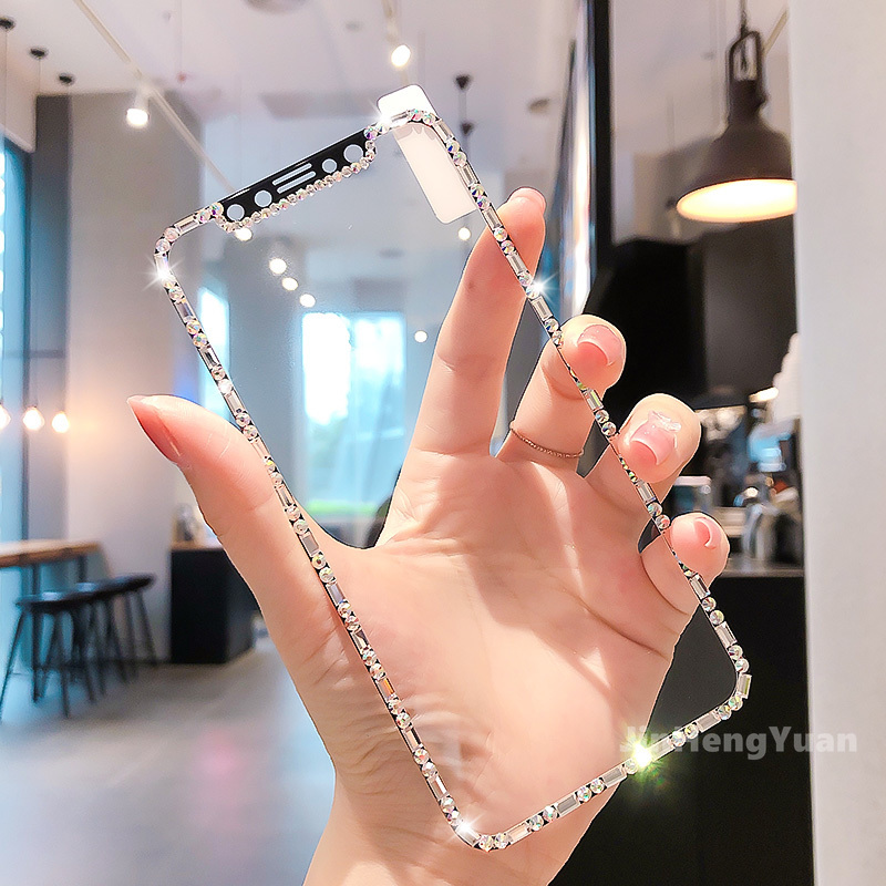 Kính cường lực toàn màn hình đính đá cho  IPhone 12 11 Pro MAX 6 6S 7 8 Plus