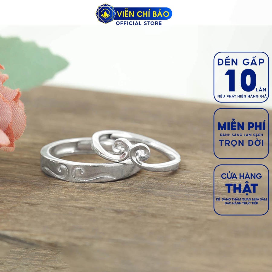 Nhẫn bạc đôi nam nữ kim cô xi kim chất liệu bạc 925 thời trang phụ kiện trang sức Viễn Chí Bảo N700045 N700046