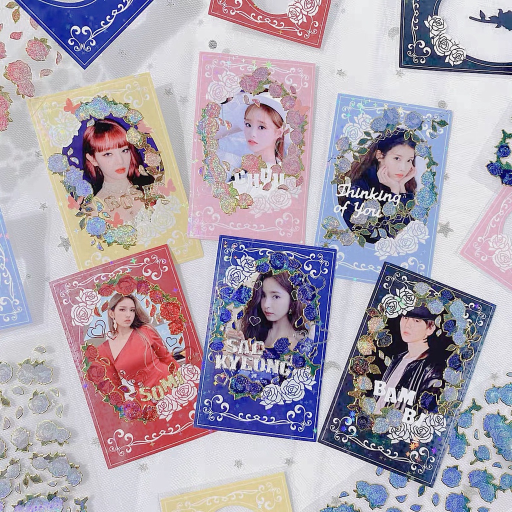 Thẻ hình dán laser hình Rose trang trí tự làm