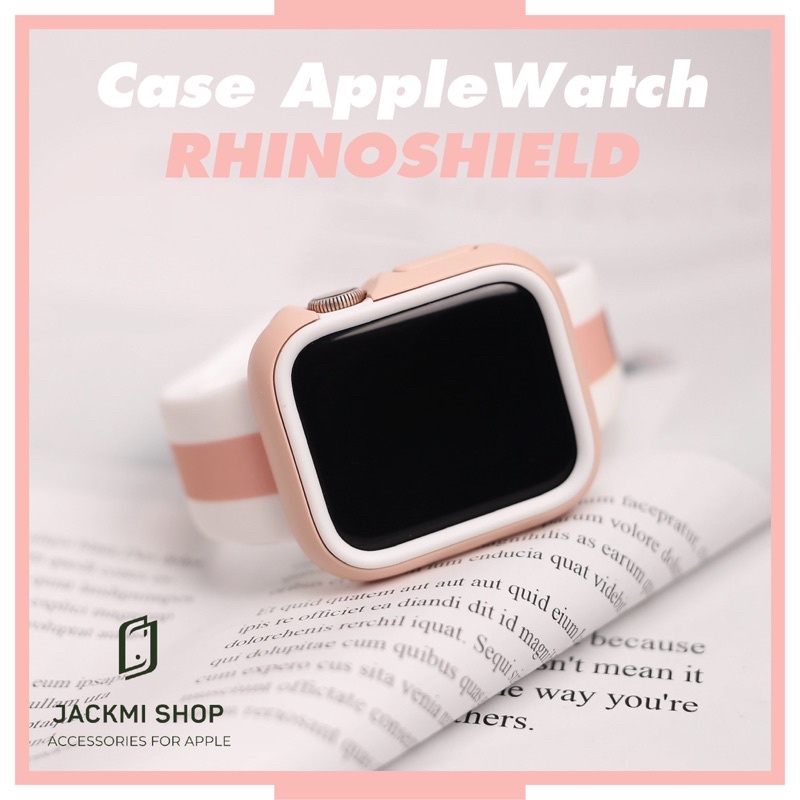 [COMBO 2 MÓN TRẮNG HỒNG BABY] DÂY SILICON HỌA TIẾT CHO APPLE WATCH + ỐP VIỀN RHINOSHIELD CHO APPLE WATCH