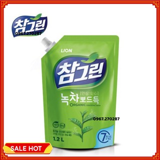 [Giá tốt] Nước rửa chén diệt khuẩn cao cấp trà xanh Lion 1,2L Hàn Quốc - Nước rửa chén Organic - Chính hãng