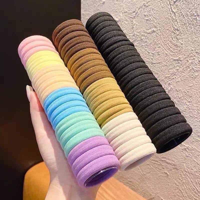 Sét 20 chun buộc tóc nhiều màu sắc, chun buộc tóc ống trơn cho nữ