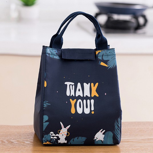 Túi đựng cơm giữ nhiệt Thank You vải Oxford (size 18x15x24cm)