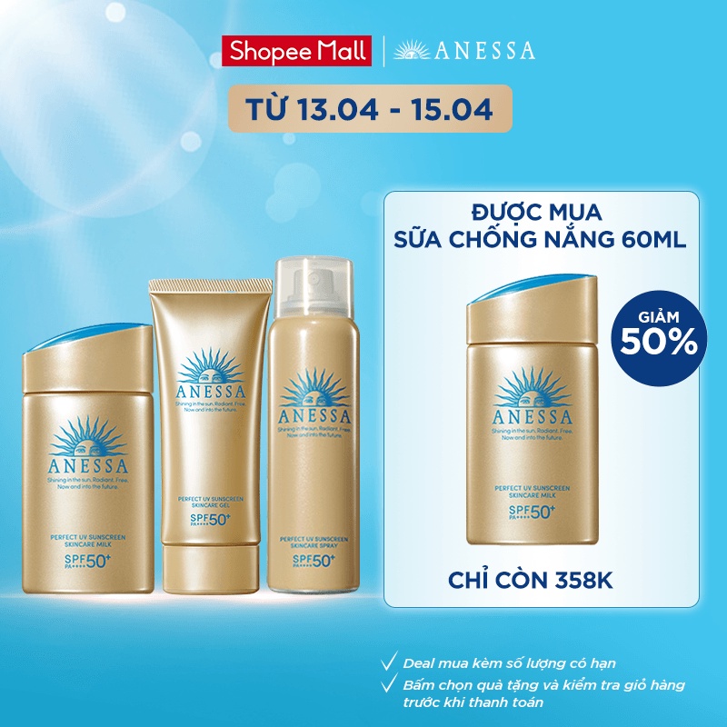 Bộ kem chống nắng Anessa dưỡng da và bảo vệ hoàn hảo cho da mặt, toàn thân và tóc