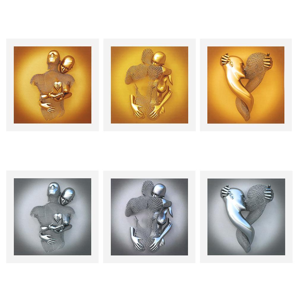 KUNHEV Tranh Vải Bạt Treo Tường In Hình Cặp Đôi Tương Phản Trang Trí|Áp Phích In Áp Phích