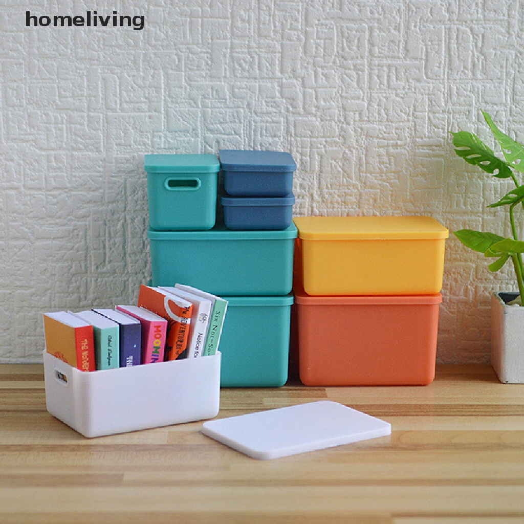 Set 6 Hộp Nhựa Mini 1: 6 1: 12 Có Nắp Đậy Trang Trí Nhà Búp Bê