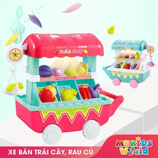 Xe trái cây, rau củ đồ chơi có nhạc có đèn, đồ chơi trẻ em từ 3 tuổi trở lên, tự lắp ráp DIY phát triển tính sáng tạo