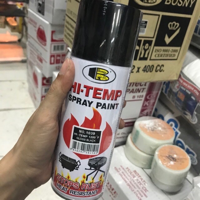 Sơn chịu nhiệt Bosny màu đen bóng 1039 (400cc)