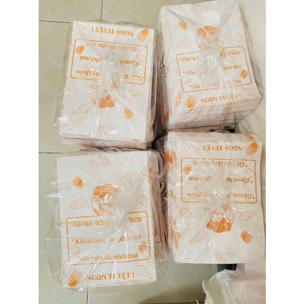 100 tờ - túi giấy in chữ đựng gà rán - khoai lắc 15x20cm
