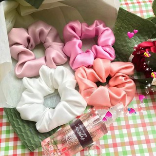 Dây Cột Tóc Scrunchies Vải Phi Bóng Nhiều Màu Phong Cách Hàn Quốc