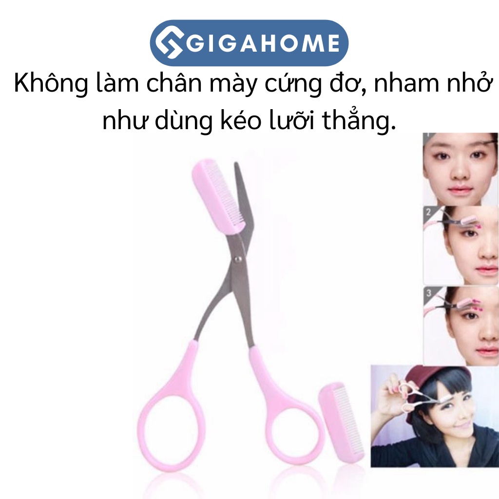 Kéo Cắt Tỉa Lông Mày, Lông Mi Kèm Lược GIGAHOME Chuyên Dụng 3093