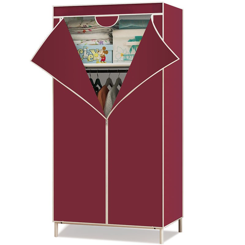 [With Zipper] Yun Yaxiang Tủ quần áo đơn giản Phòng ngủ tập thể đơn giản Tủ vải nhỏ Tủ đựng quần áo bằng vải gia cố Sắt