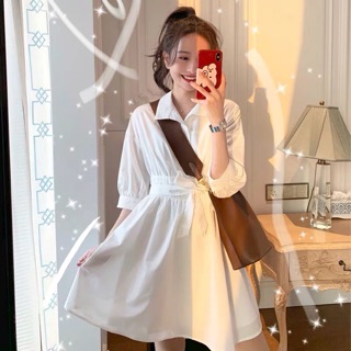 Váy sơ mi thắt nơ eo