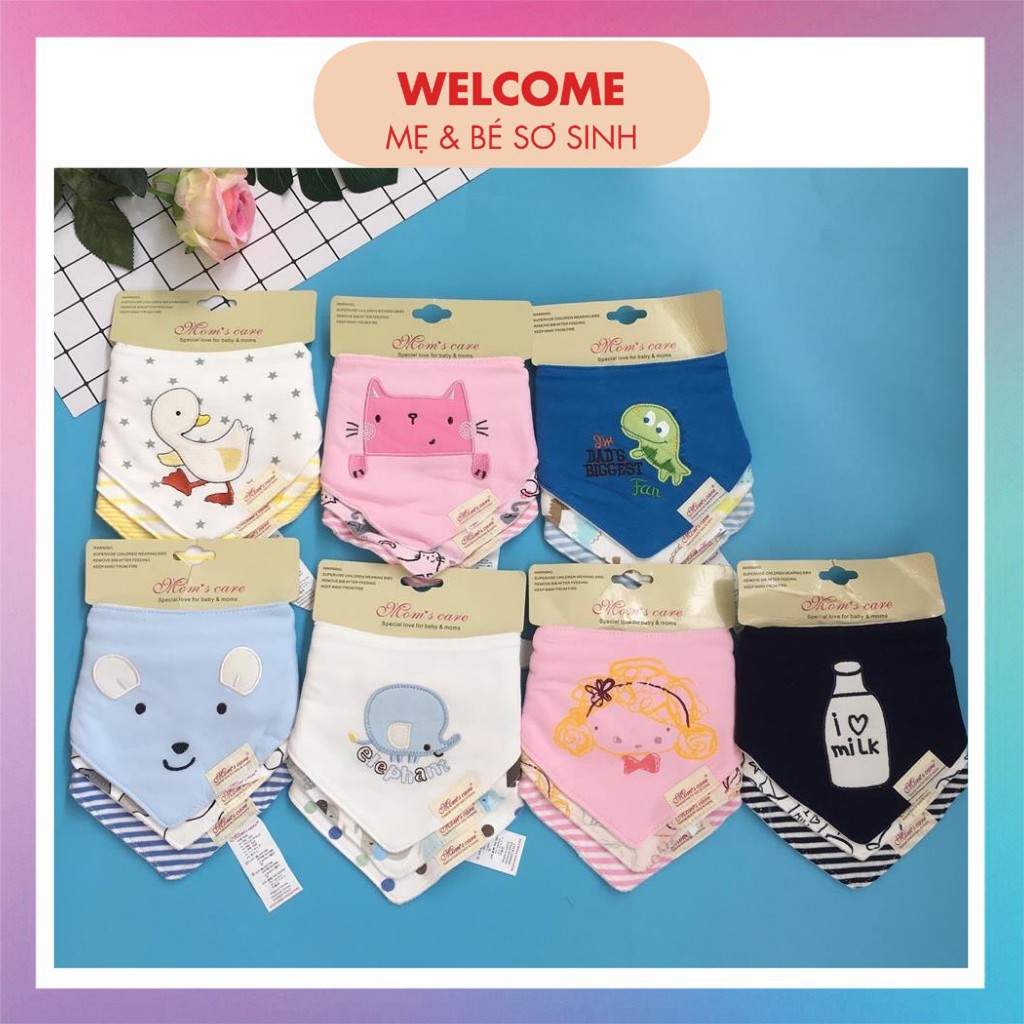 Sét 3 yếm tam giác Mom's Care giữ ấm cổ và ngực chất dầy có khuy bấm điều chỉnh