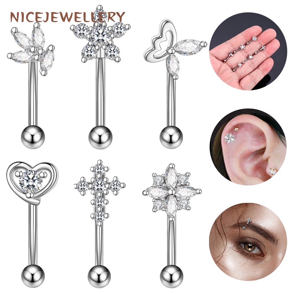 1 Khuyên Xỏ Sụn Tai / Lông Mày Bằng Thép Không Gỉ 16G