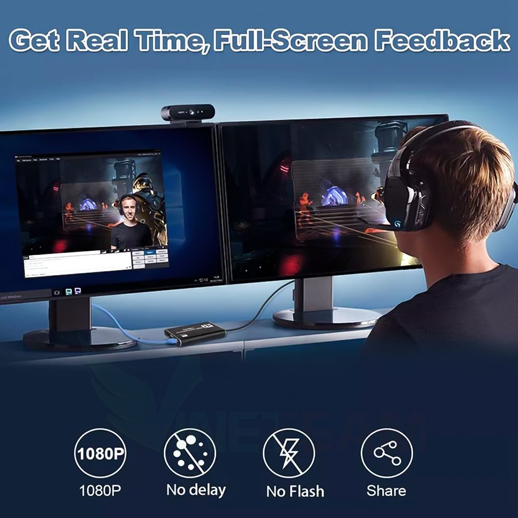 Capture card video hdmi to usb 3.0 thu tín hiệu hình ảnh 4K 1080p 60hz 60fps kèm cổng mic livestream -dc4757