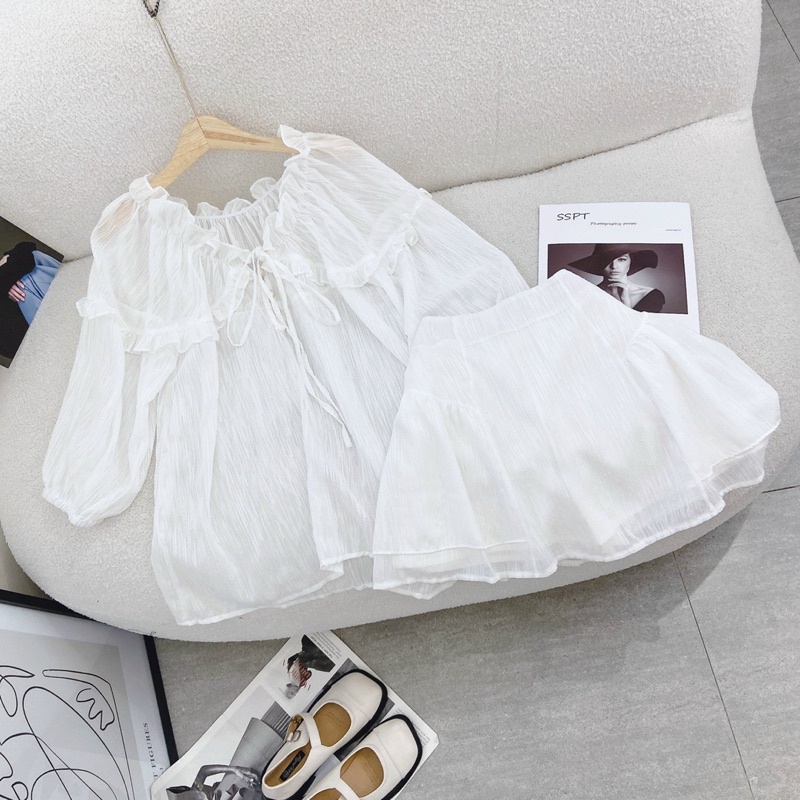 SET ÁO VOAN VIỀN BÈO + CHÂN VÁY