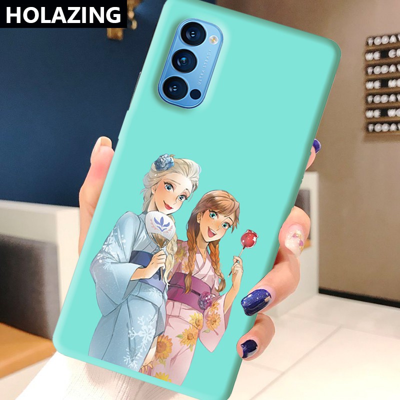 OPPO Reno4 Z 5G Reno2 Z F Reno 5 Pro 3 10x Zoom Ace X2 F11 Pro Candy Color Phone Cases vỏ điện thoại Frozen Elsa and Anna Soft Silicone Cover
